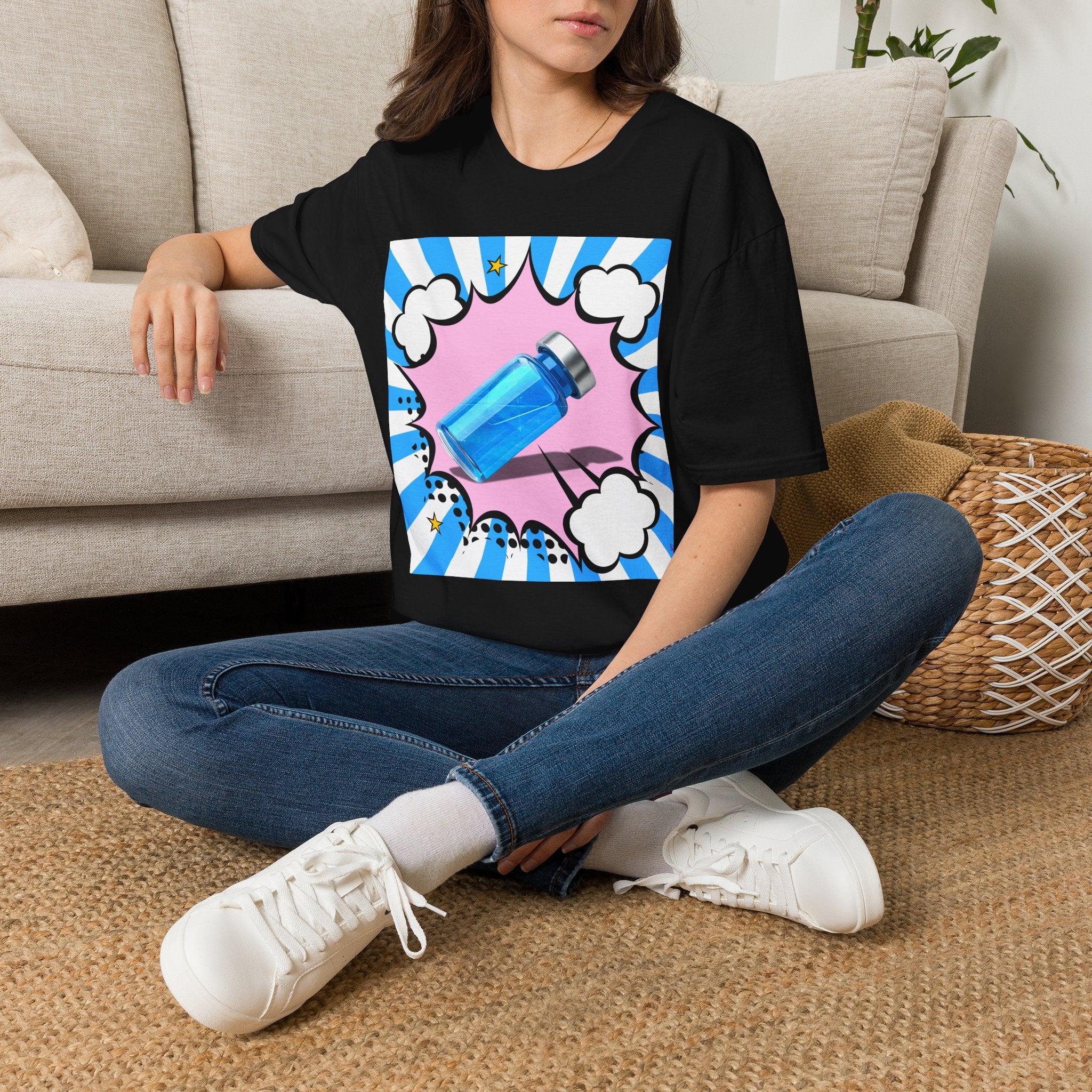Blue Vial Pop Art T-Shirt — Retro Comic