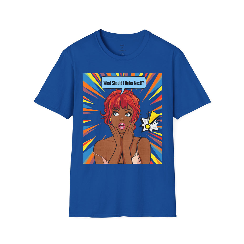 "What Should I Order Next?" Pop Art T-Shirt (Black girl)