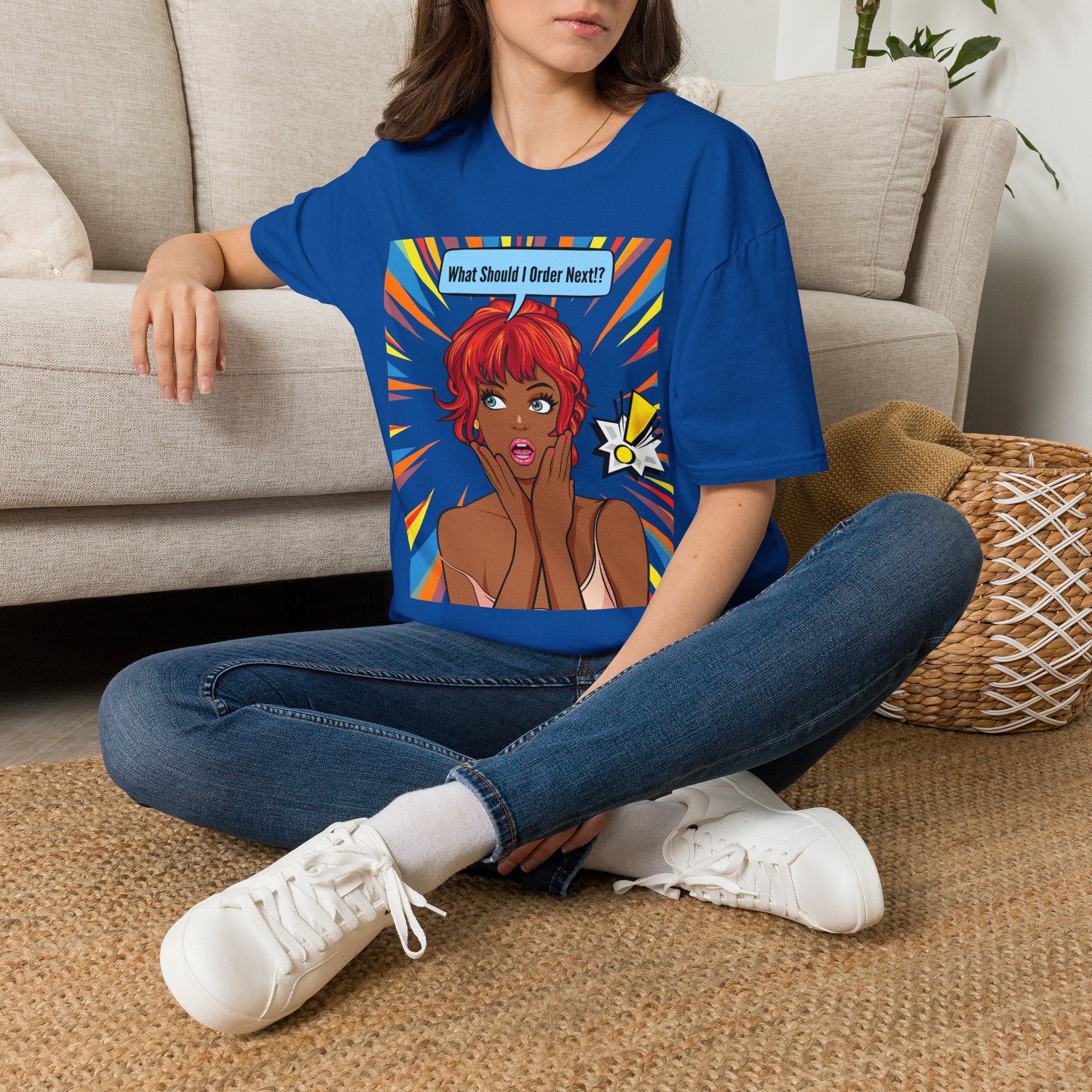 "What Should I Order Next?" Pop Art T-Shirt (Black girl)