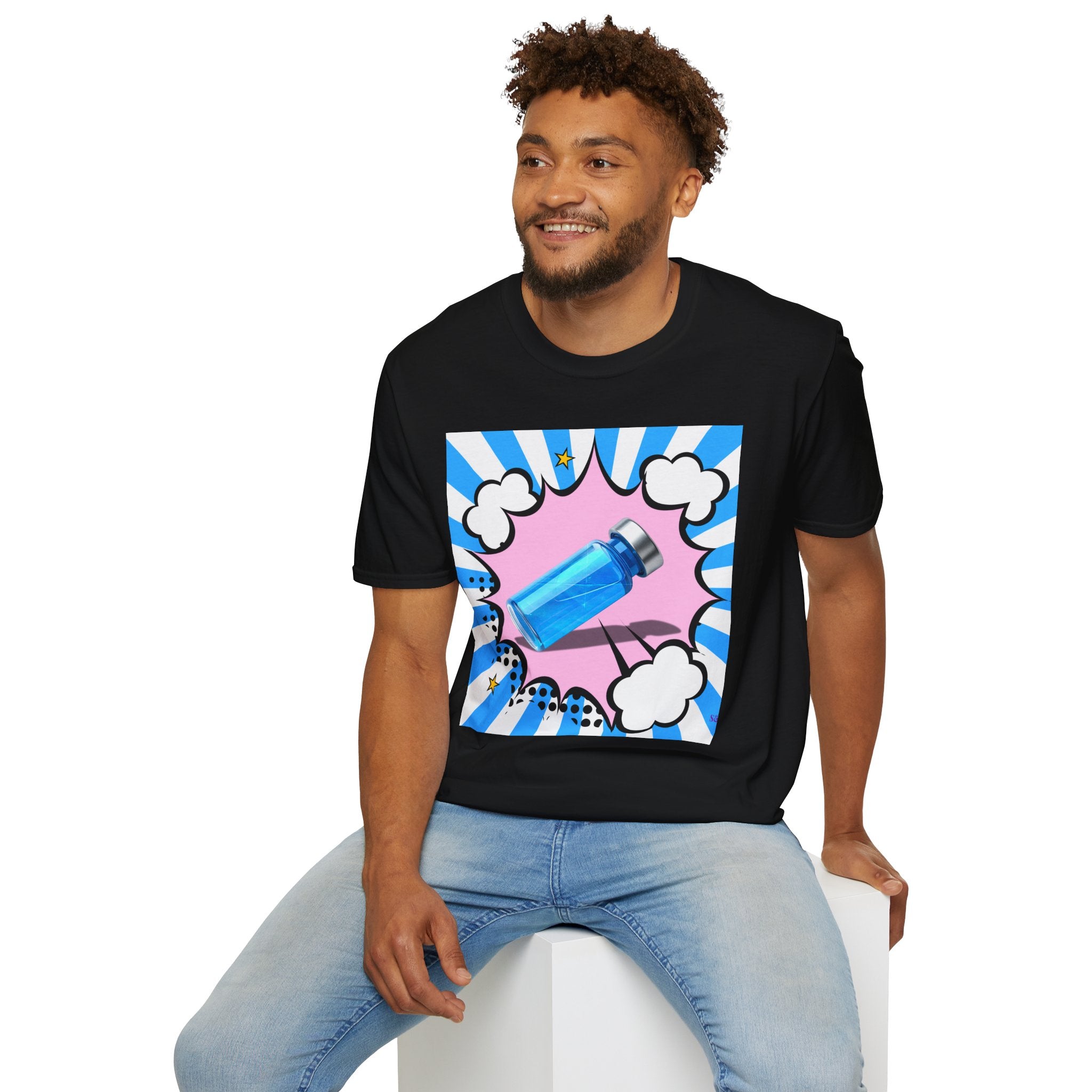 Blue Vial Pop Art T-Shirt — Retro Comic