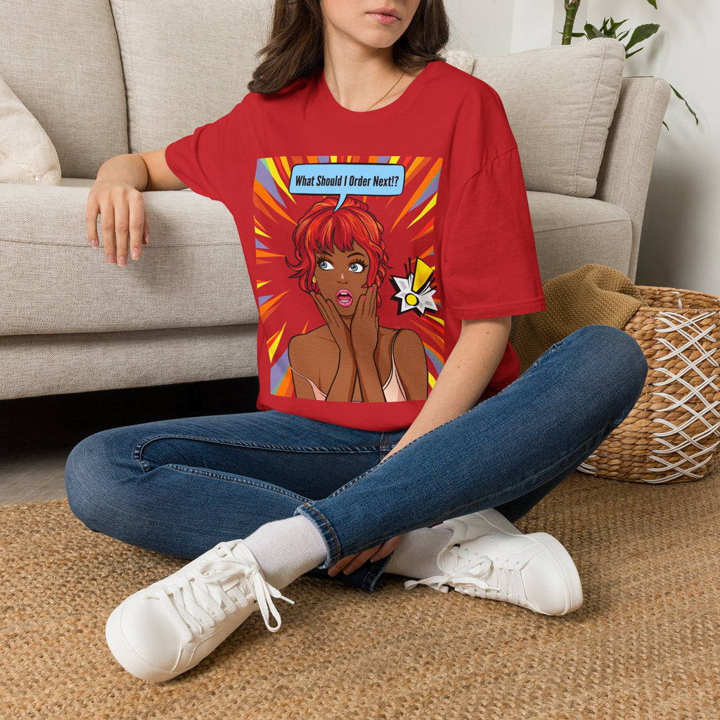 "What Should I Order Next?" Pop Art T-Shirt (Black girl)