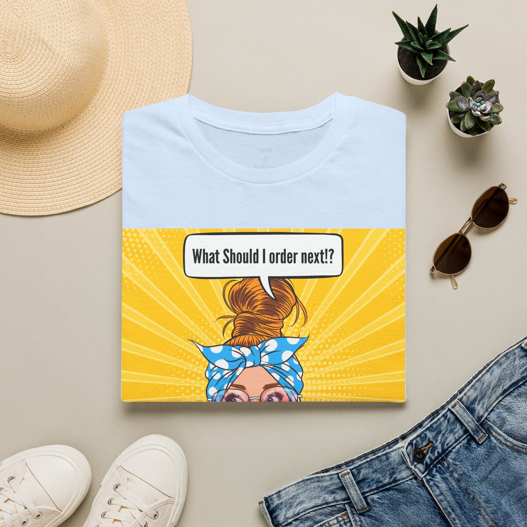 "What Should I Order Next?" Pop Art Wht girl T-Shirt