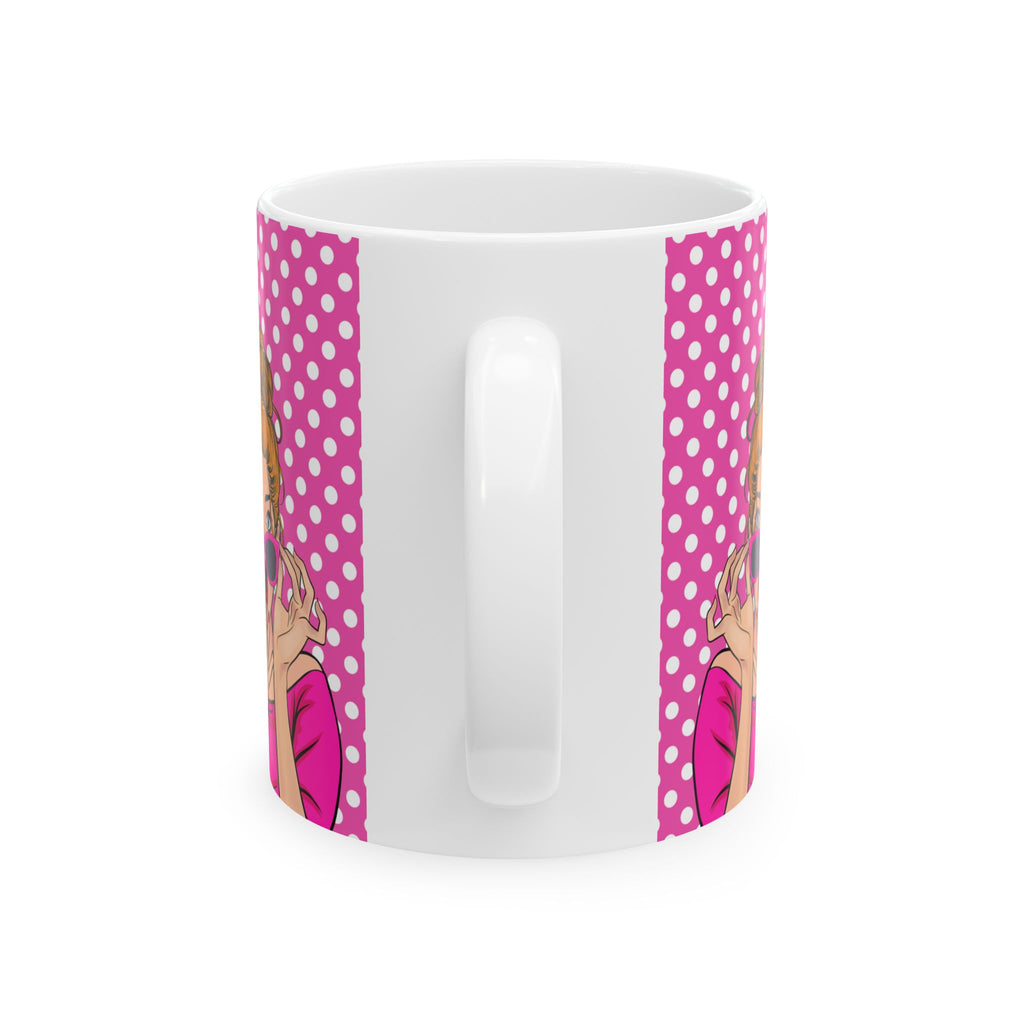 "I Found The Best Vendor!" Pop Art Pink Polka Dot Mug