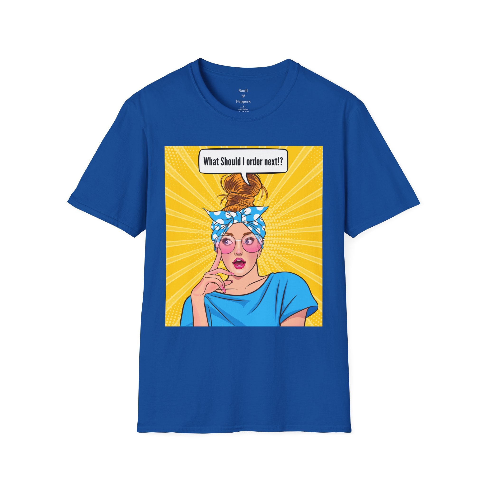 "What Should I Order Next?" Pop Art Wht girl T-Shirt