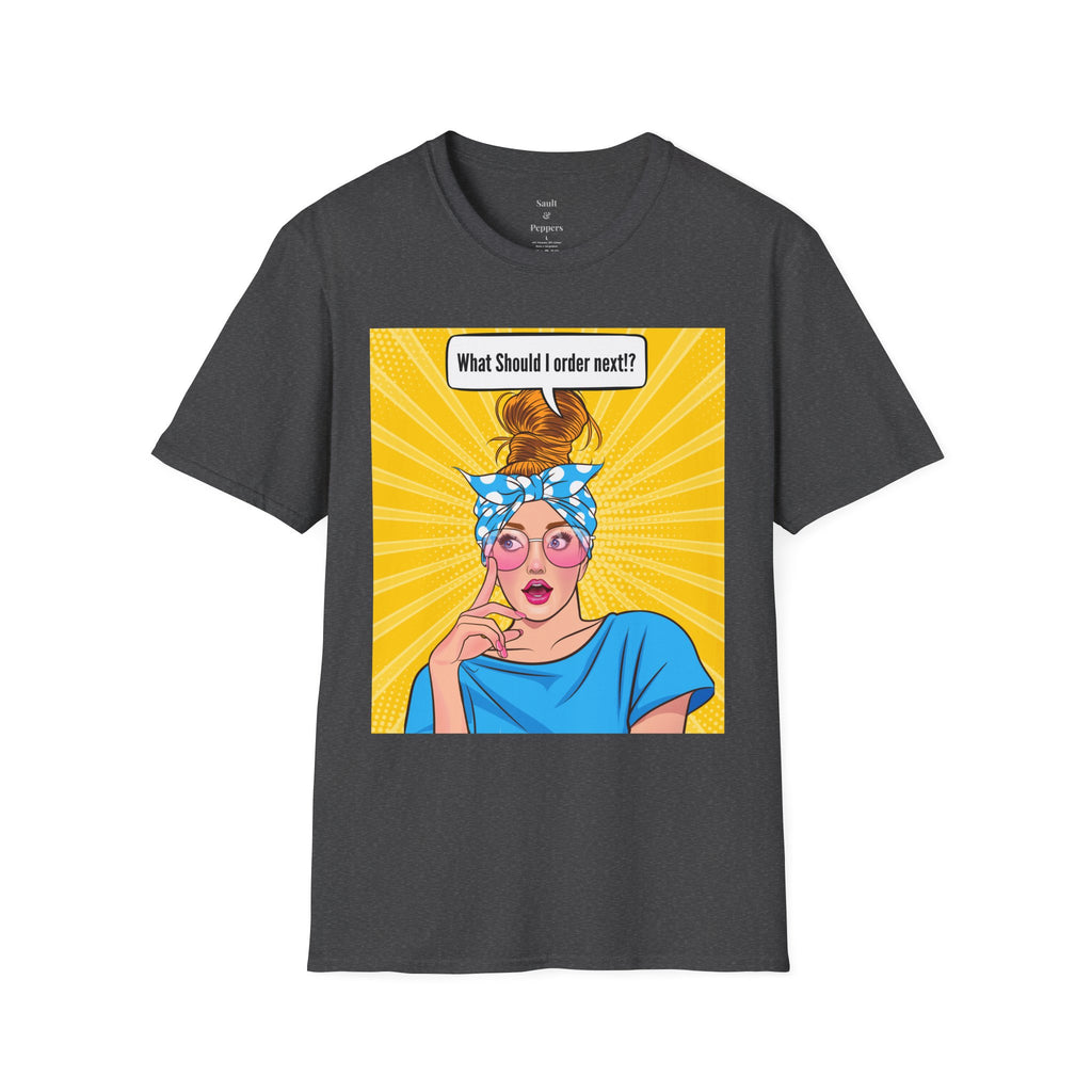 "What Should I Order Next?" Pop Art Wht girl T-Shirt