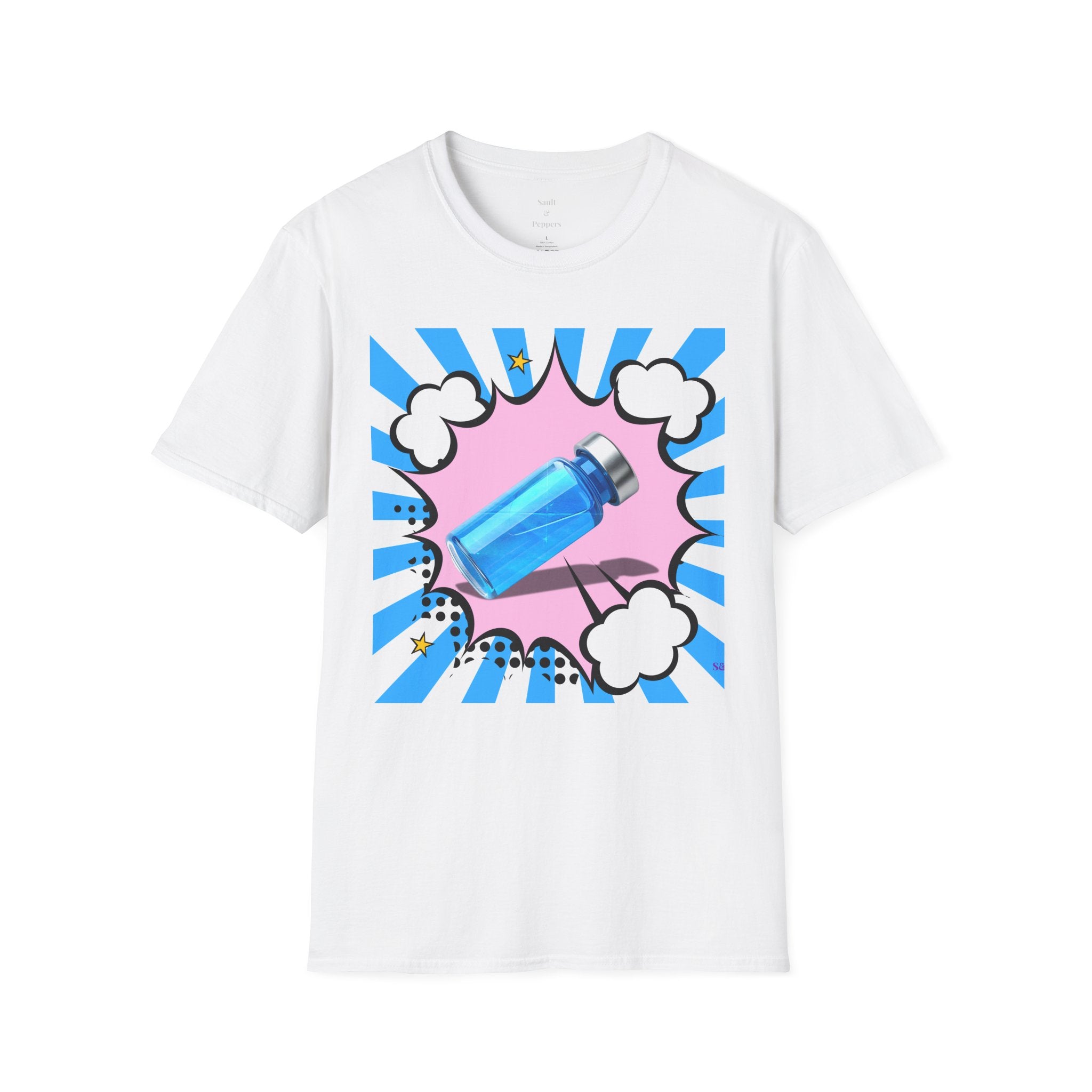 Blue Vial Pop Art T-Shirt — Retro Comic