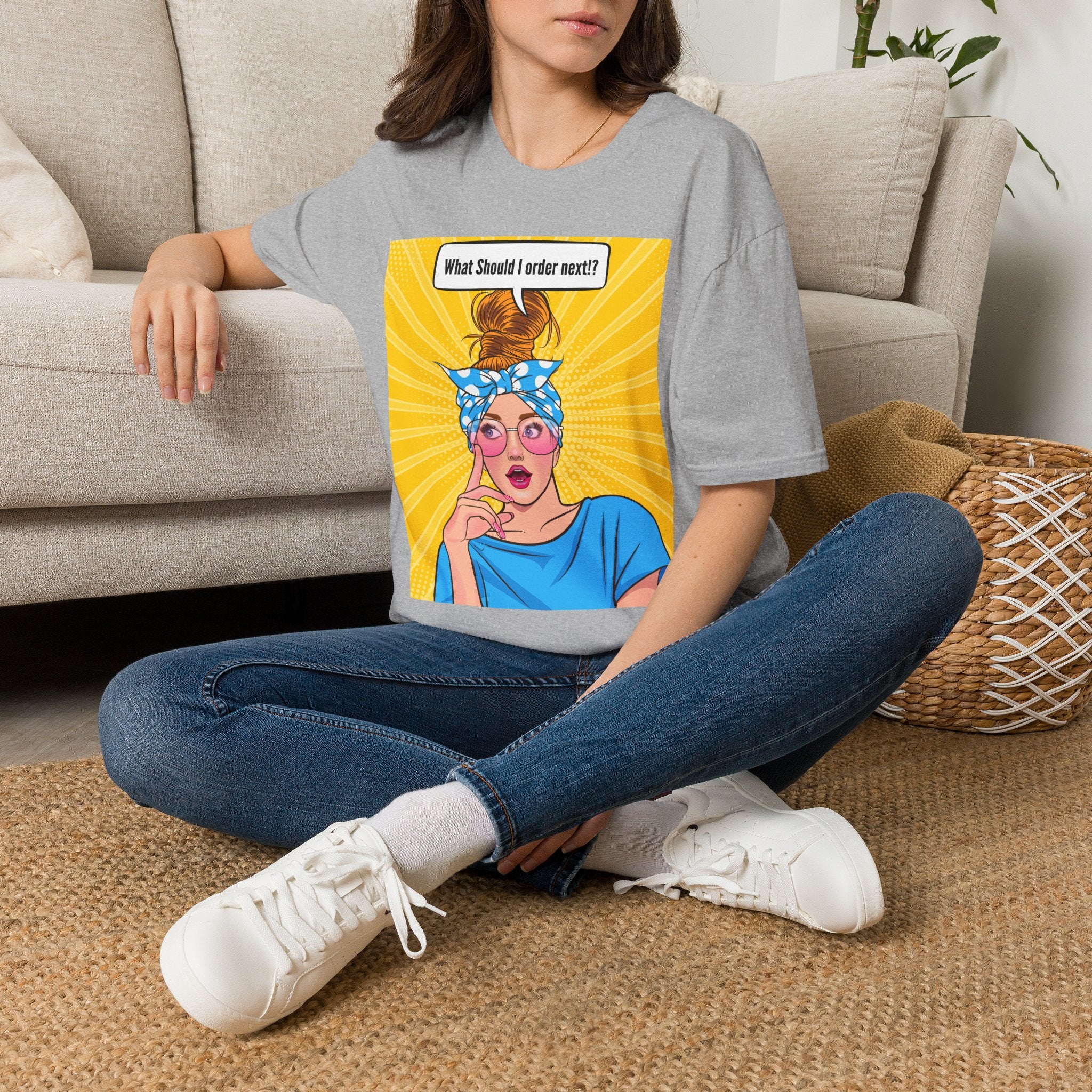 "What Should I Order Next?" Pop Art Wht girl T-Shirt