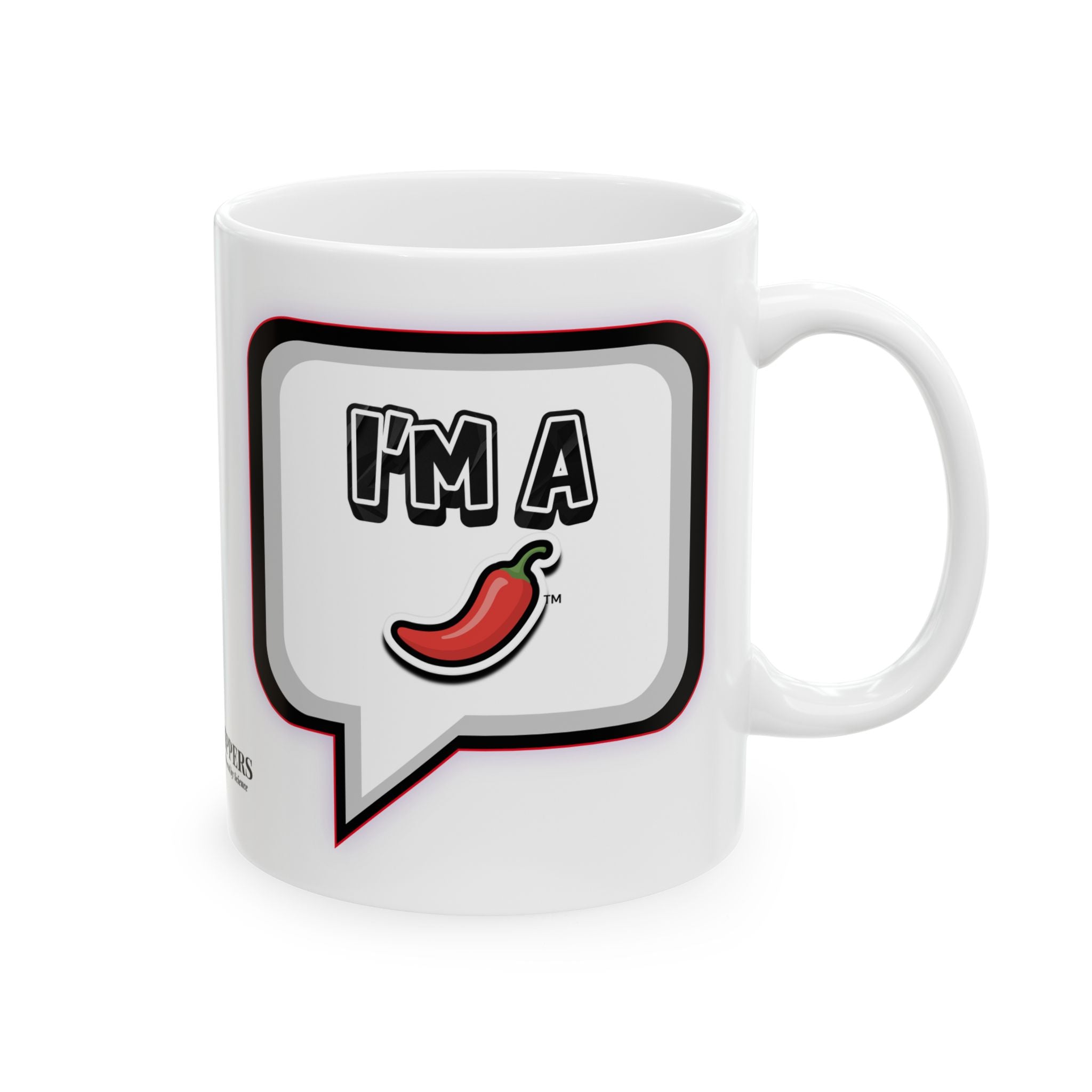 Black "I'm A Pepper" Retro Speech Bubble Ceramic Mug (11oz)