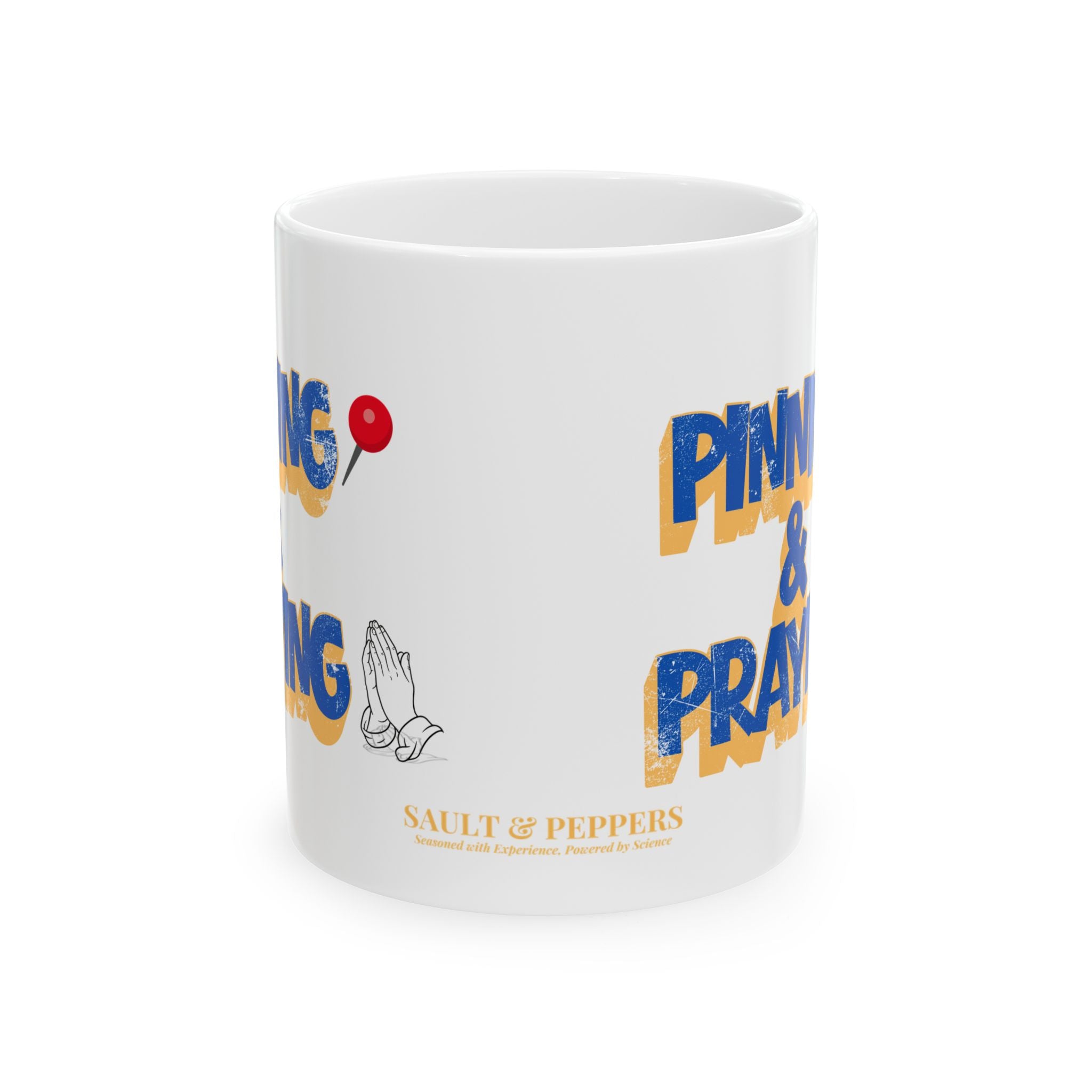 Pinning & Praying Mug Blue/Yellow (11oz)