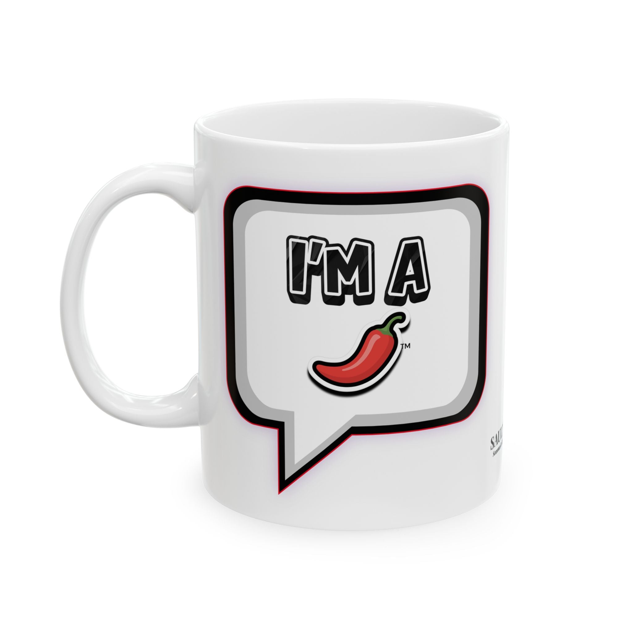 Black "I'm A Pepper" Retro Speech Bubble Ceramic Mug (11oz)