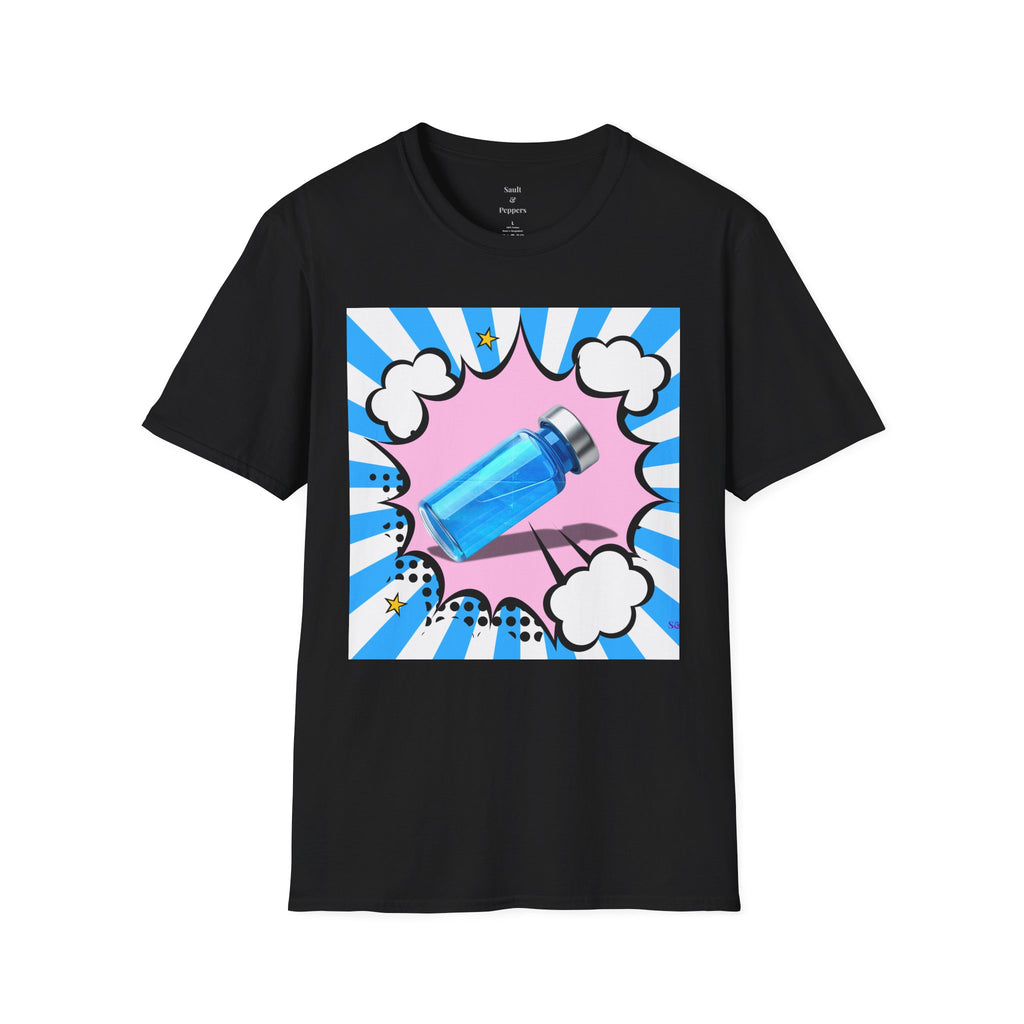 Blue Vial Pop Art T-Shirt — Retro Comic