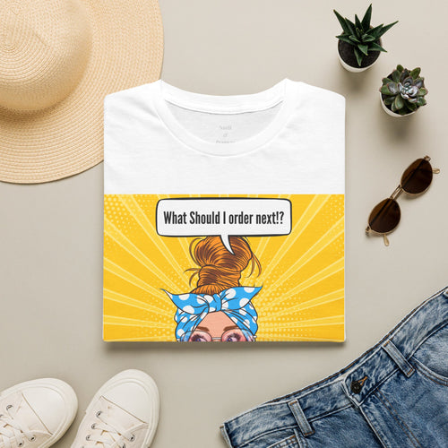 "What Should I Order Next?" Pop Art Wht girl T-Shirt