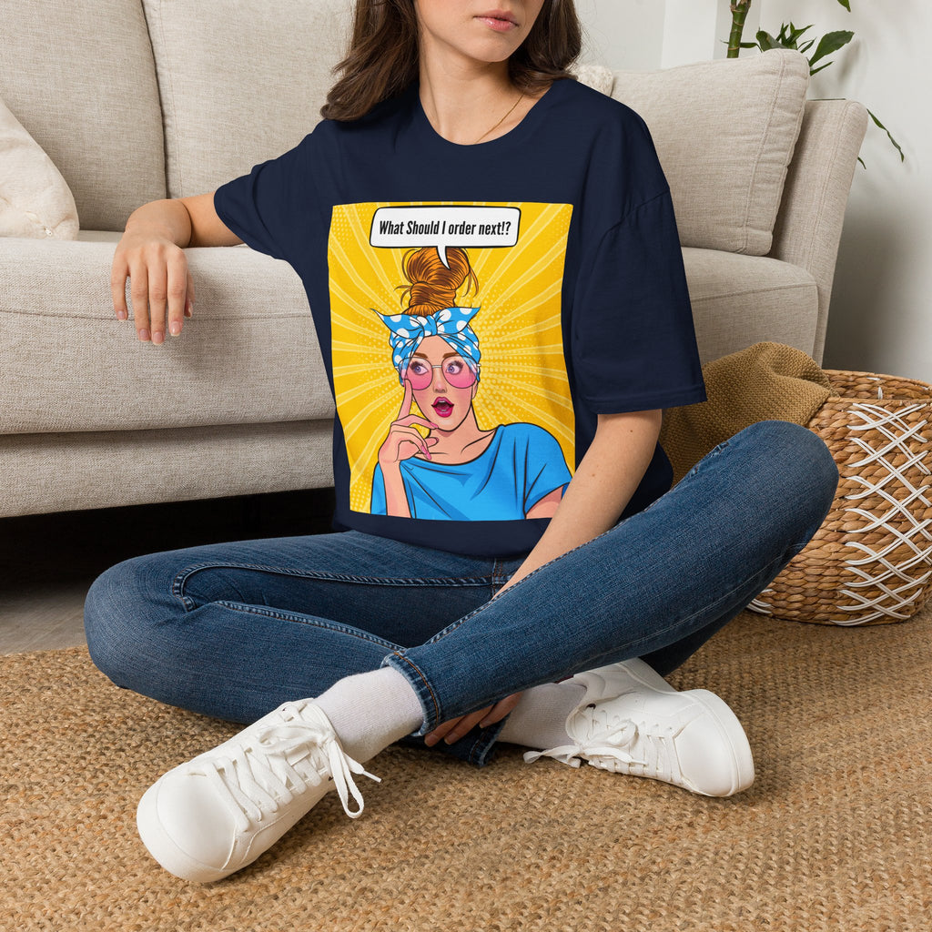 "What Should I Order Next?" Pop Art Wht girl T-Shirt