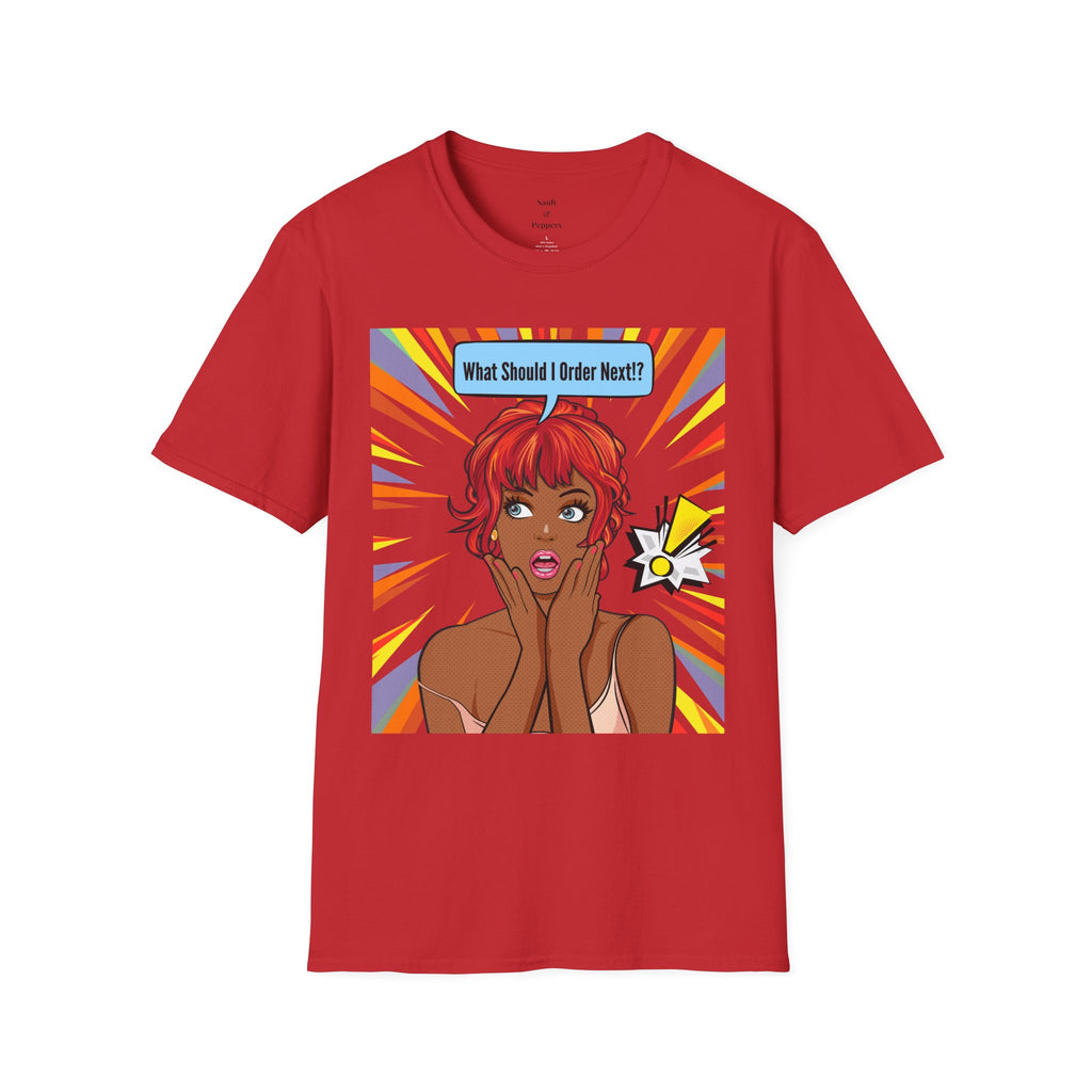 "What Should I Order Next?" Pop Art T-Shirt (Black girl)
