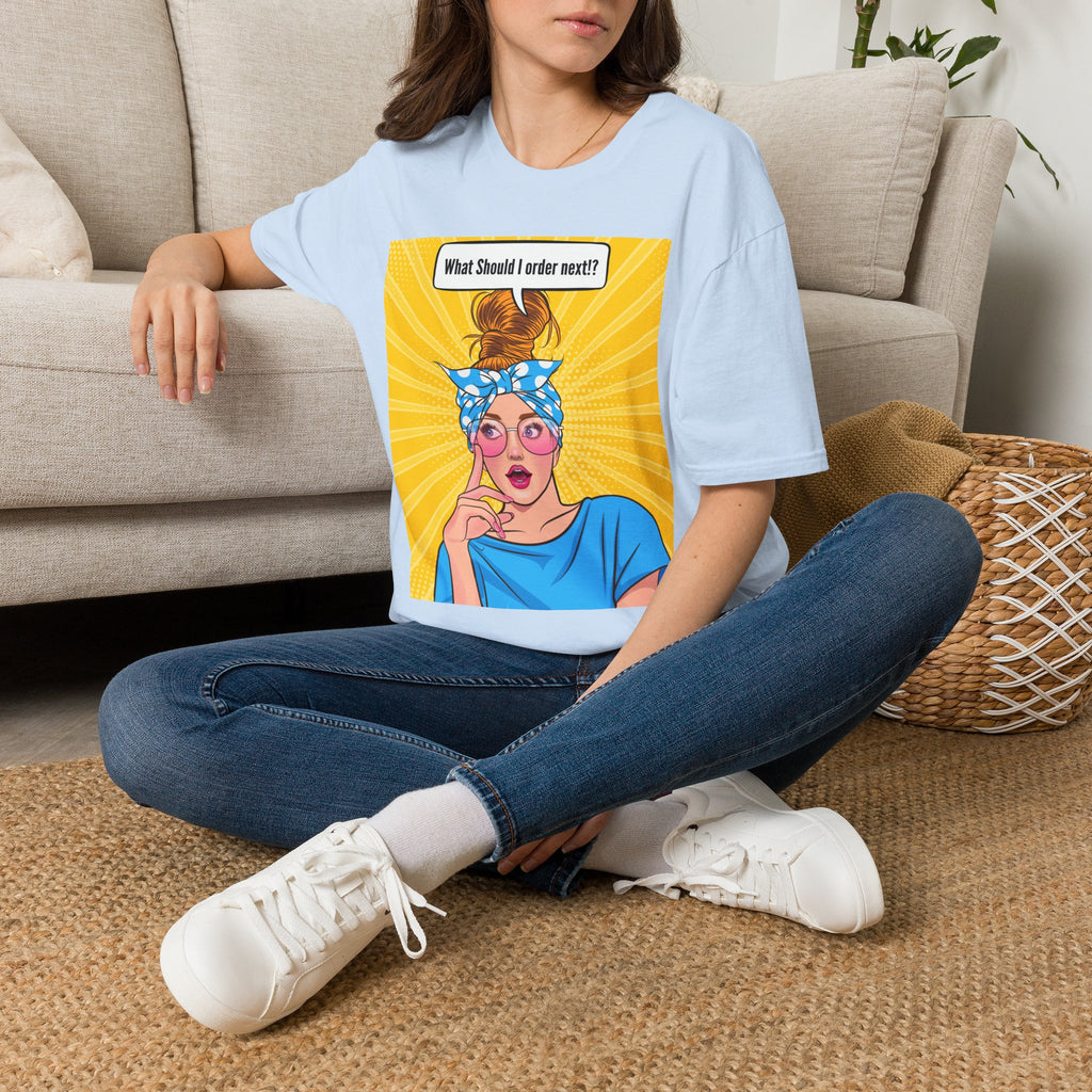 "What Should I Order Next?" Pop Art Wht girl T-Shirt