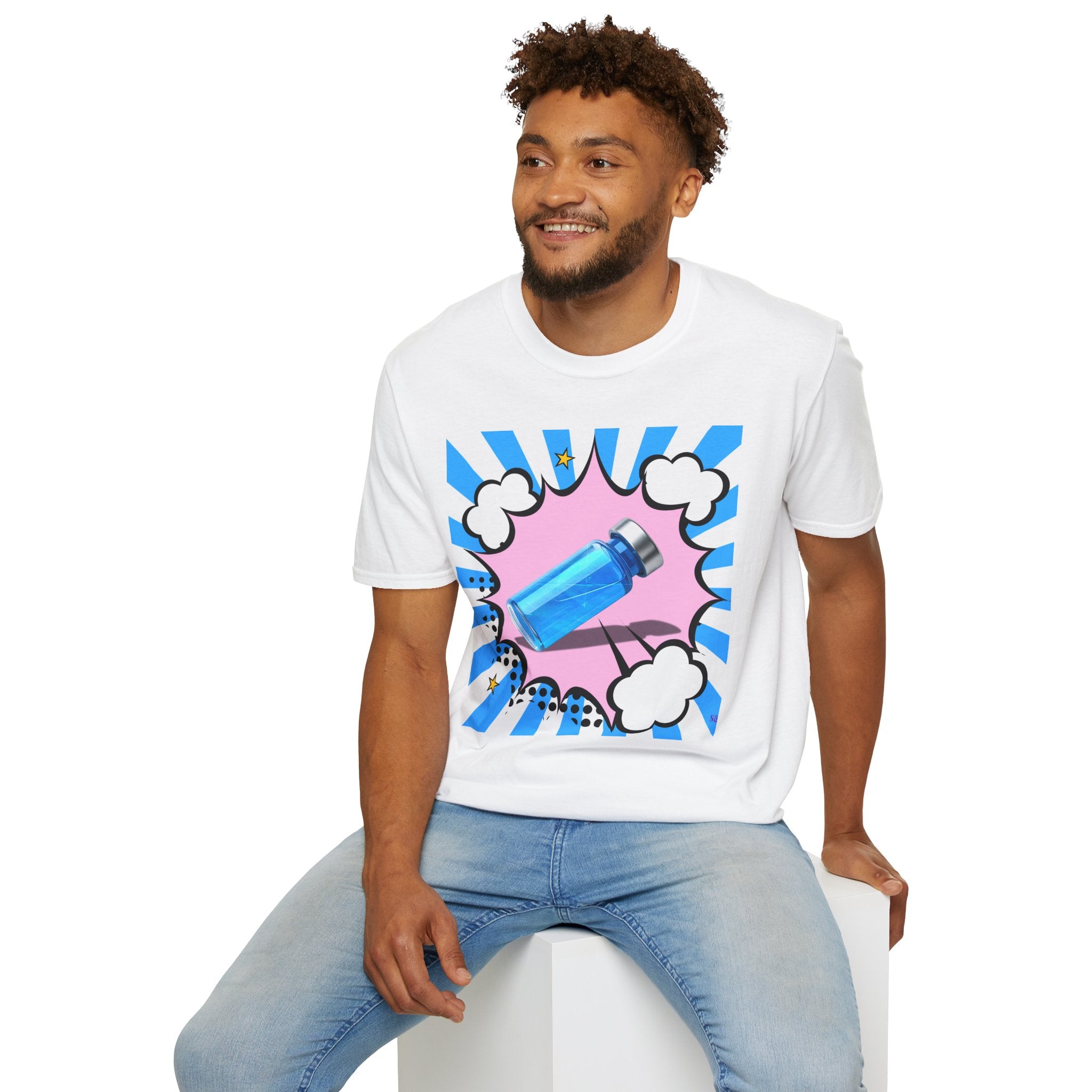 Blue Vial Pop Art T-Shirt — Retro Comic