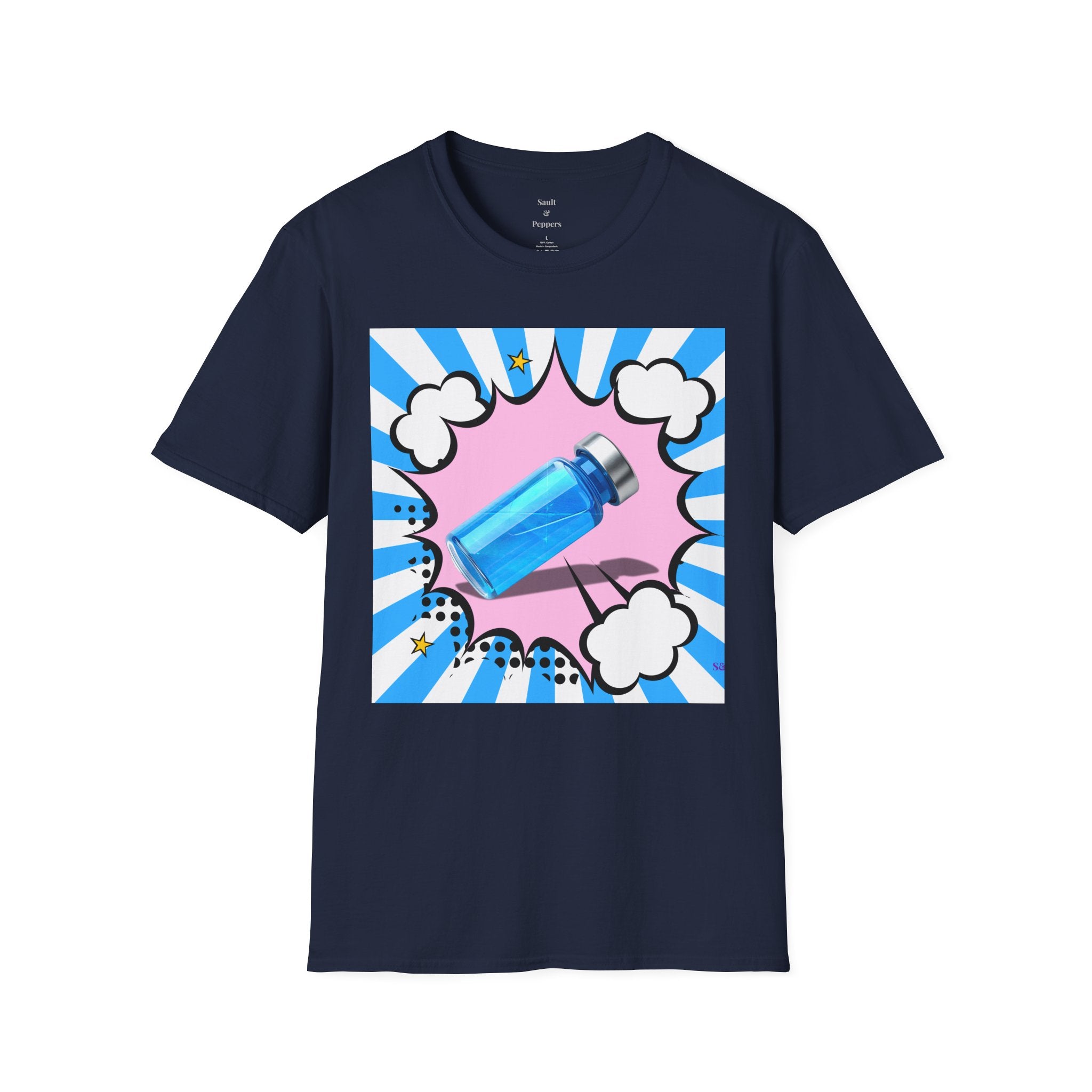Blue Vial Pop Art T-Shirt — Retro Comic