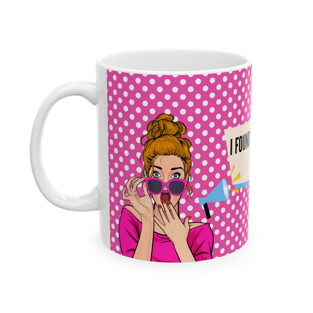 "I Found The Best Vendor!" Pop Art Pink Polka Dot Mug