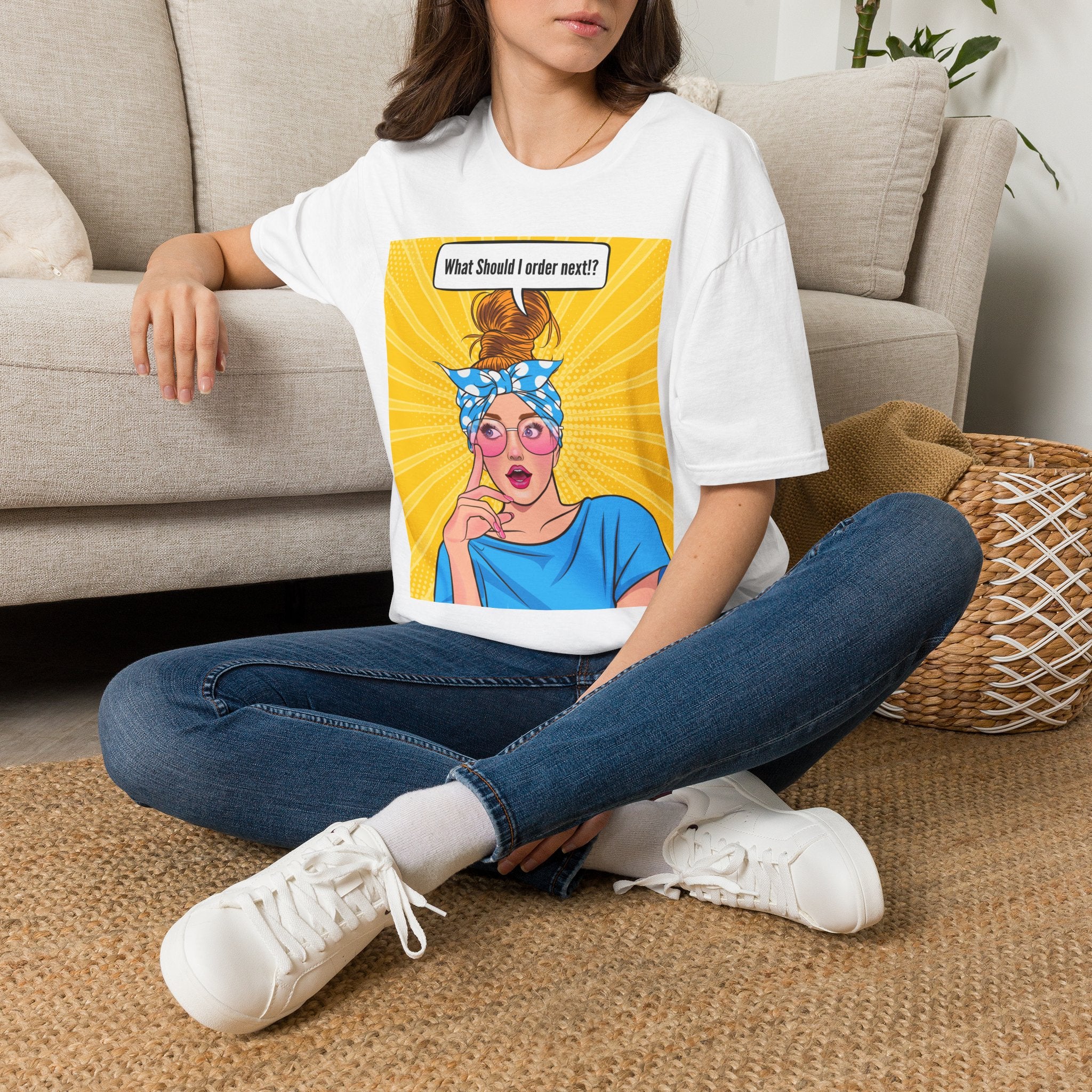 "What Should I Order Next?" Pop Art Wht girl T-Shirt