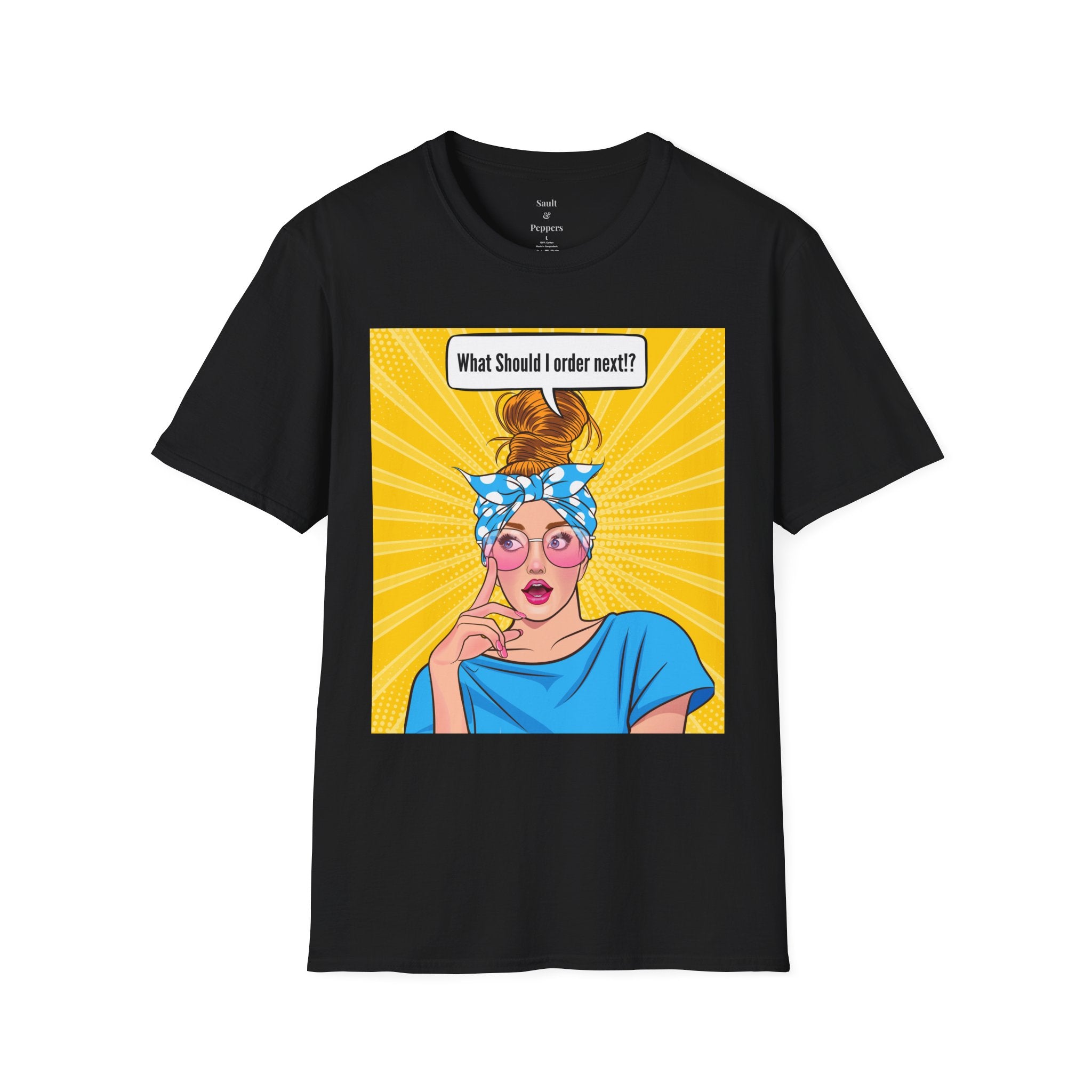 "What Should I Order Next?" Pop Art Wht girl T-Shirt