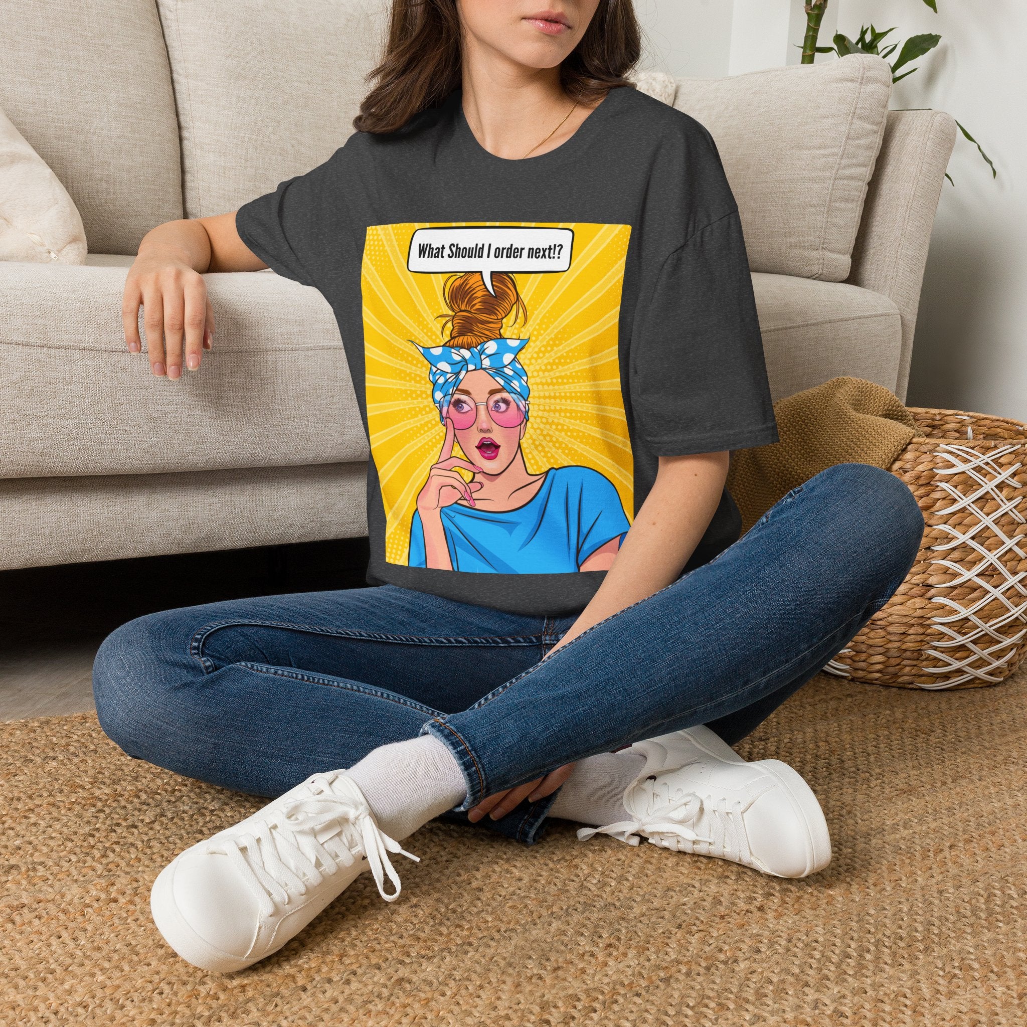 "What Should I Order Next?" Pop Art Wht girl T-Shirt